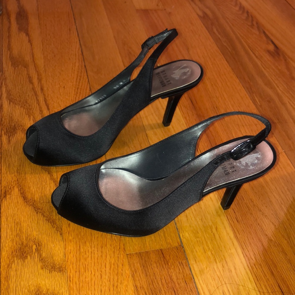 Stuart Weitzman sling back pump satin